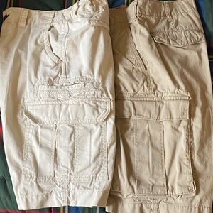 2 Pair Mens 32” Khaki Cargo Shorts